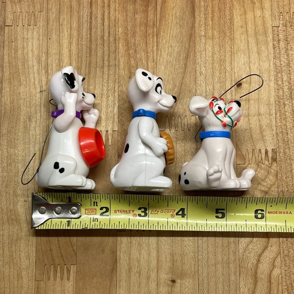 VTG‎ Disney 101 Dalmatians Puppy Figures Set of 3 Ornaments Food Bowl PVC